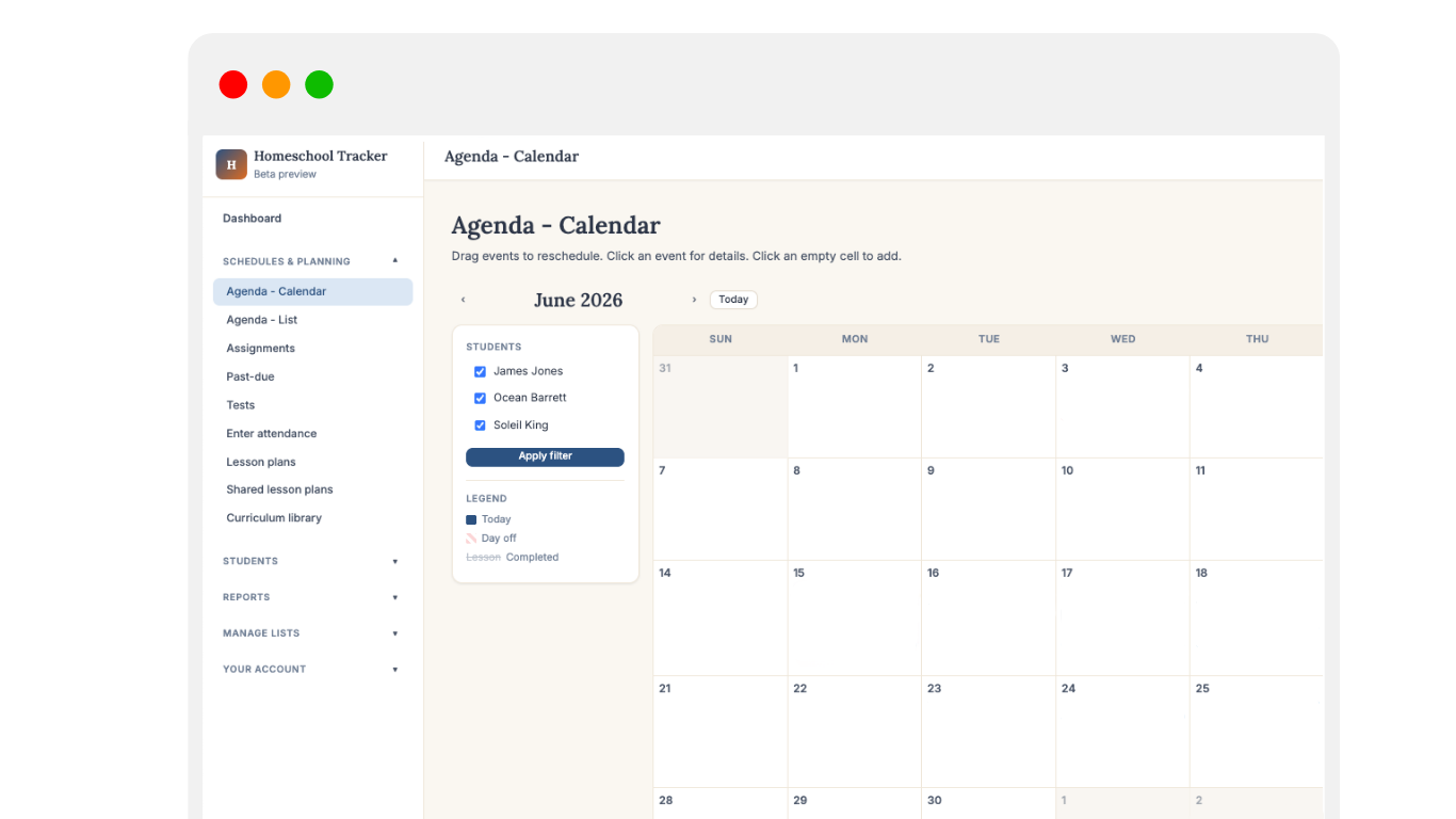 Calendar & agenda