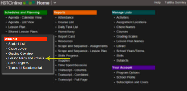 menu