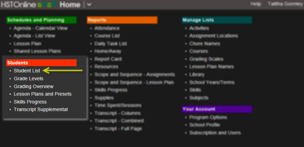 menu